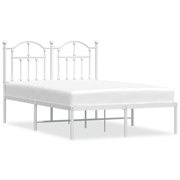 Metal Bed Frame with Headboard White 120x190 cm