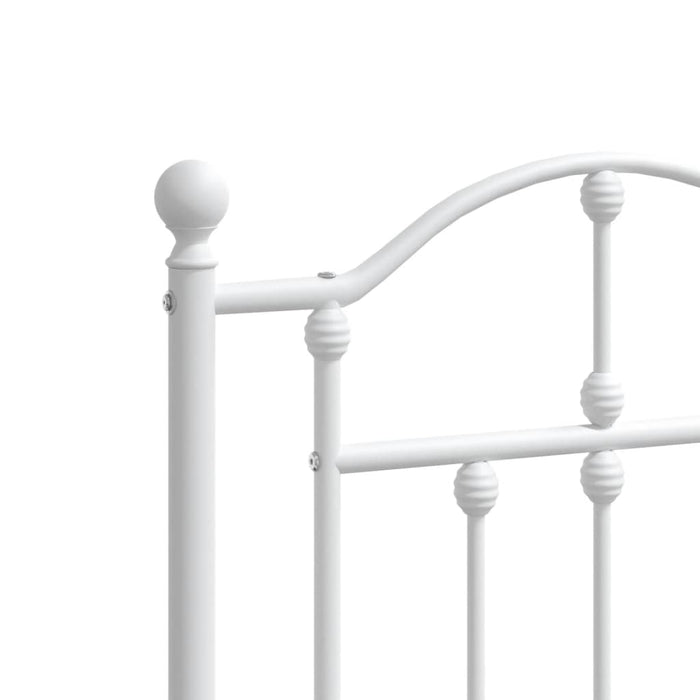 Metal Bed Frame with Headboard White 135x190 cm