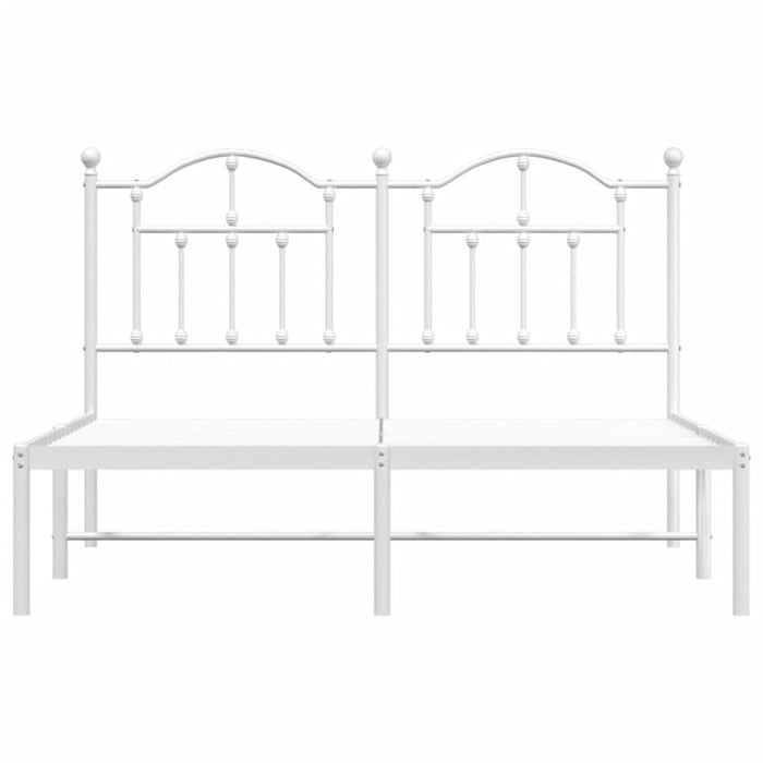 Metal Bed Frame with Headboard White 140x190 cm
