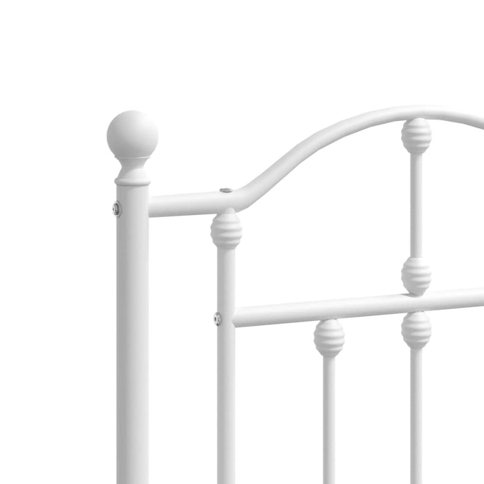 Metal Bed Frame with Headboard White 140x190 cm
