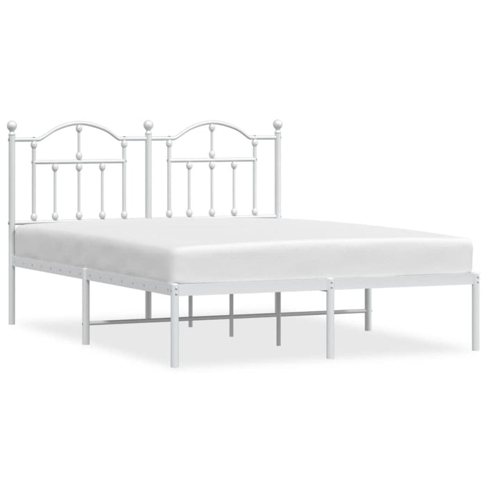 Metal Bed Frame with Headboard White 140x200 cm