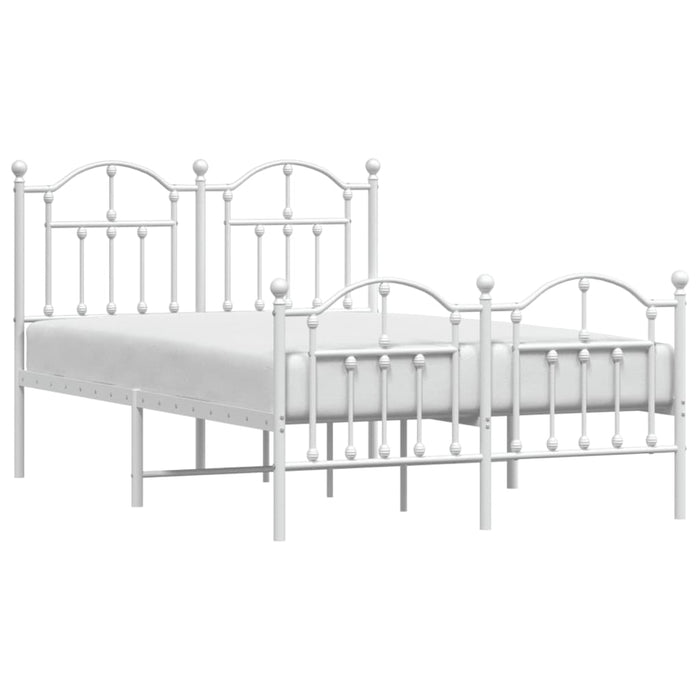 Metal Bed Frame with Headboard and Footboard White 120x190 cm