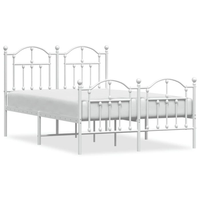 Metal Bed Frame with Headboard and Footboard White 120x200 cm