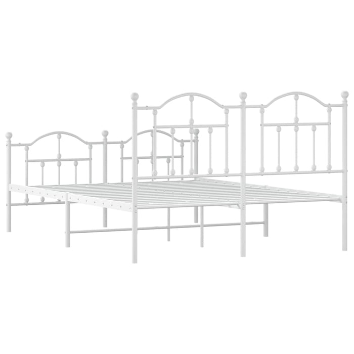 Metal Bed Frame with Headboard and Footboard White 140x200 cm
