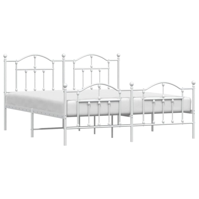 Metal Bed Frame with Headboard and Footboard White 160x200 cm