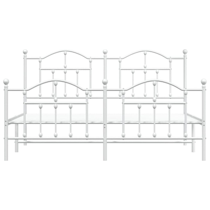 Metal Bed Frame with Headboard and Footboard White 180x200 cm
