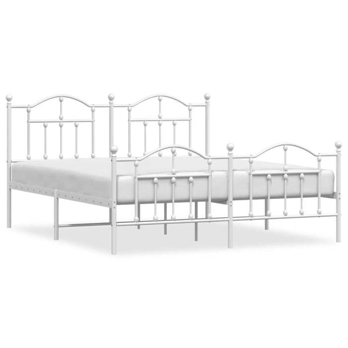Metal Bed Frame with Headboard and Footboard White 183x213 cm