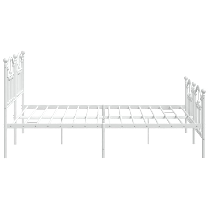 Metal Bed Frame with Headboard and Footboard White 183x213 cm