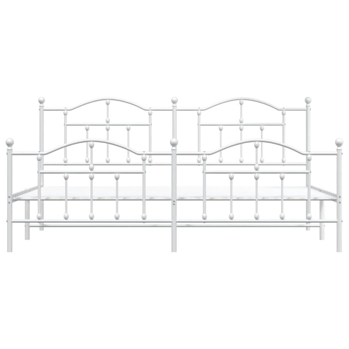 Metal Bed Frame with Headboard and Footboard White 193x203 cm