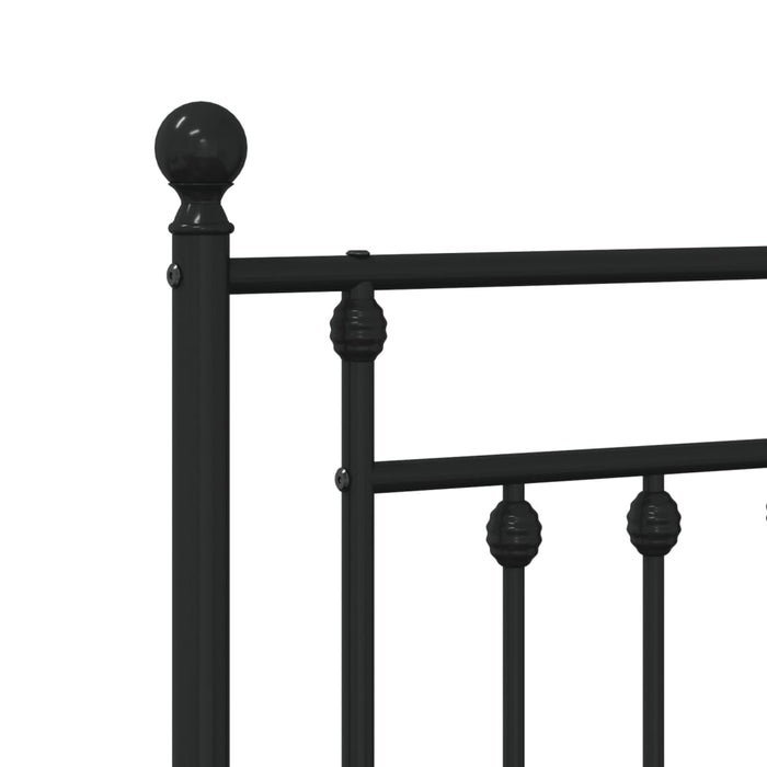 Metal Bed Frame with Headboard Black 80x200 cm