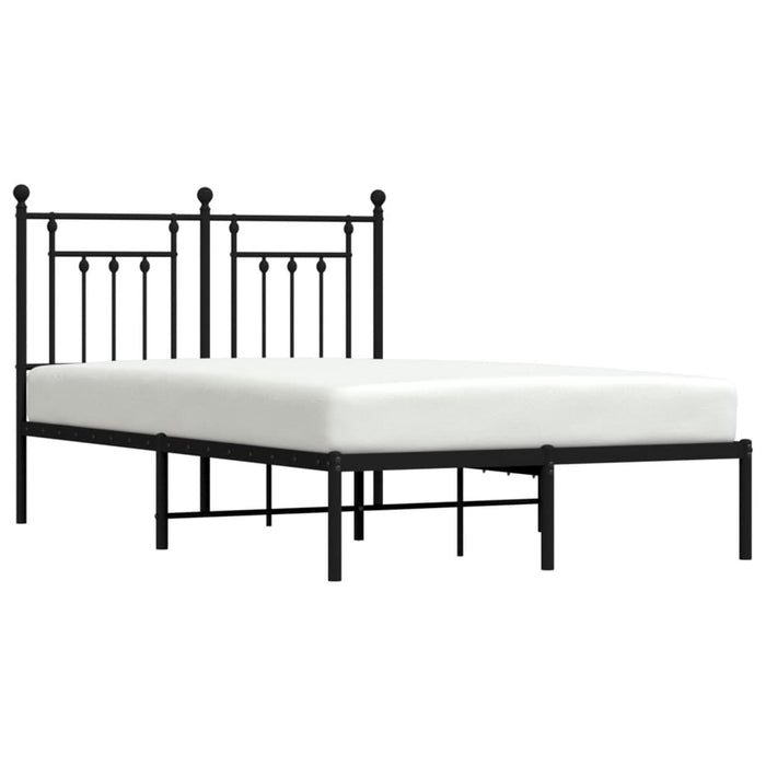 Metal Bed Frame with Headboard Black 120x190 cm