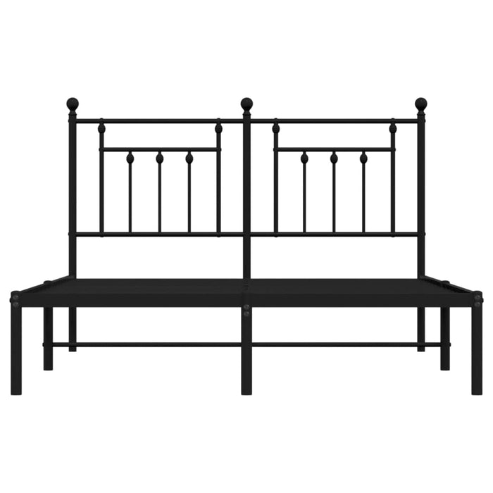 Metal Bed Frame with Headboard Black 140x190 cm