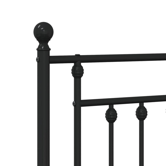 Metal Bed Frame with Headboard Black 140x190 cm