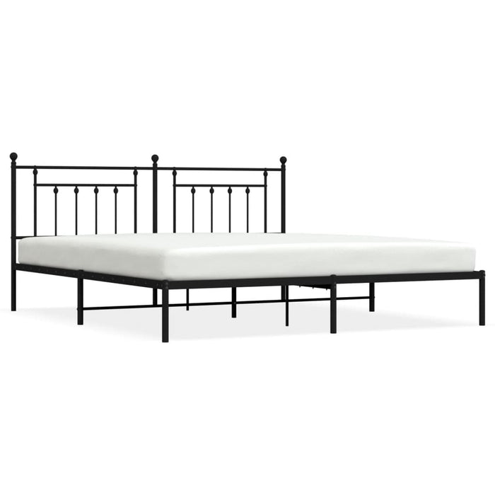Metal Bed Frame with Headboard Black 200x200 cm