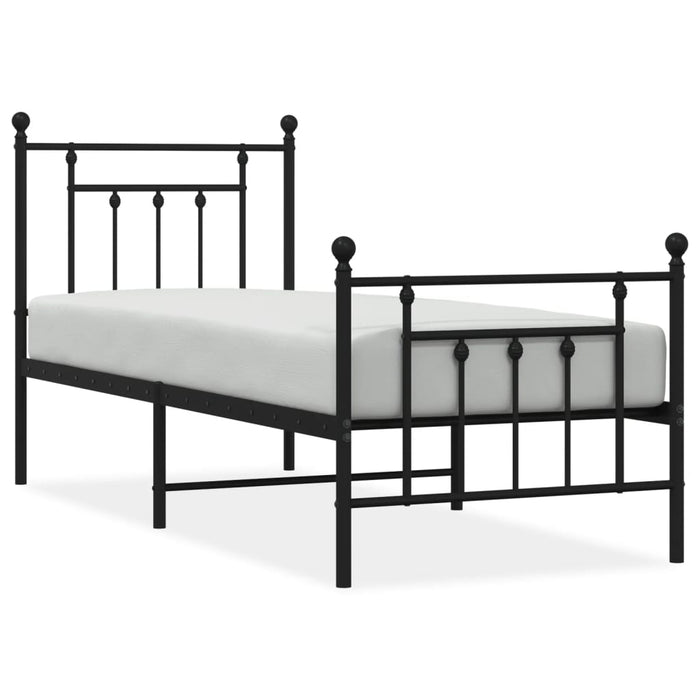 Metal Bed Frame with Headboard and Footboard Black 75 cm