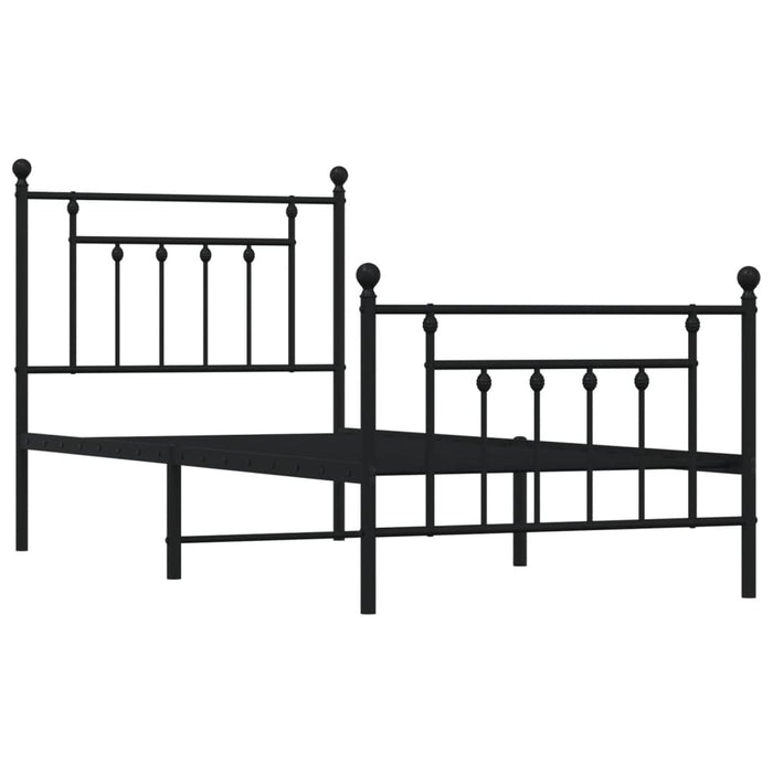 Metal Bed Frame with Headboard and Footboard Black 90x200 cm