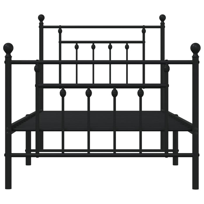 Metal Bed Frame with Headboard and Footboard Black 90x200 cm