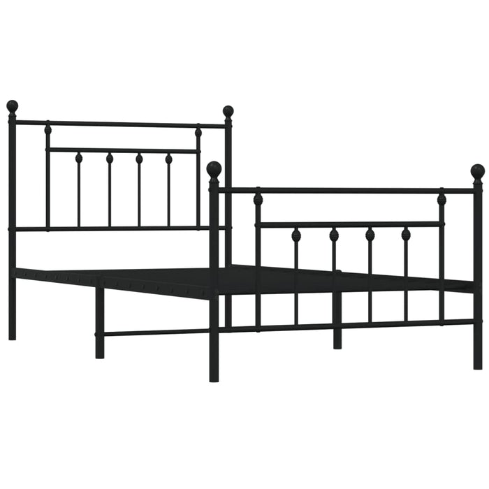 Metal Bed Frame with Headboard and Footboard Black 100 cm