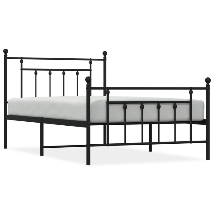 Metal Bed Frame with Headboard and Footboard Black 107x203 cm