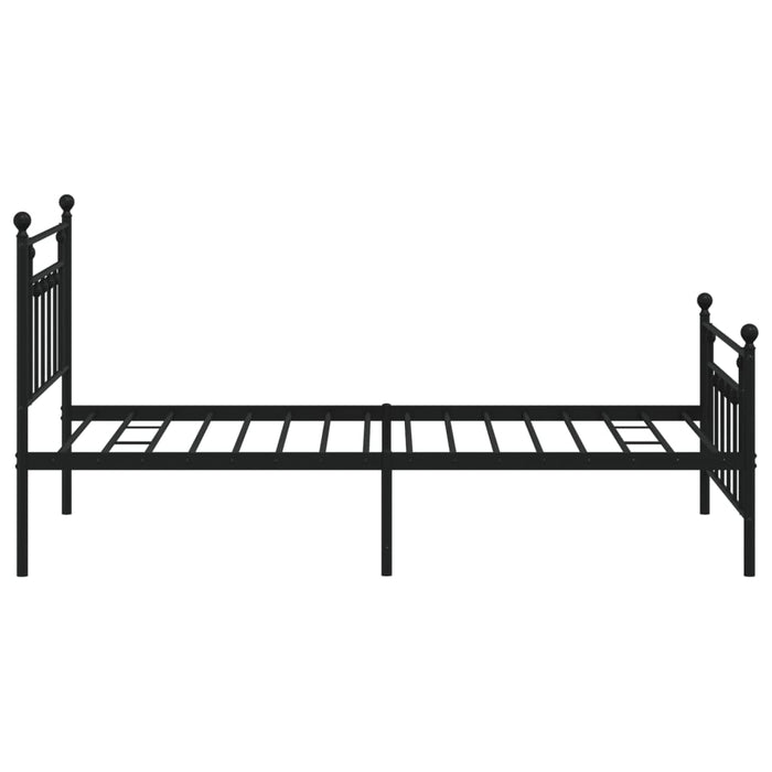 Metal Bed Frame with Headboard and Footboard Black 107x203 cm