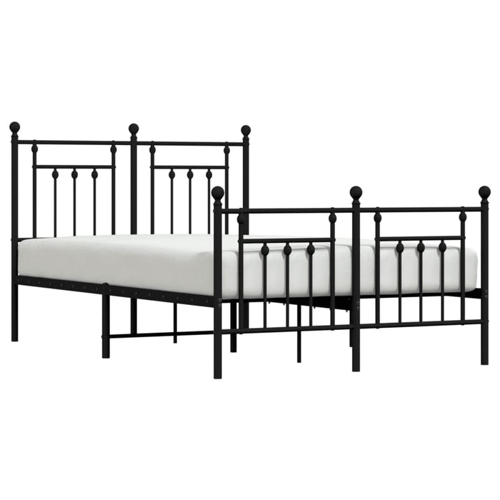 Metal Bed Frame with Headboard and Footboard Black 120x190 cm