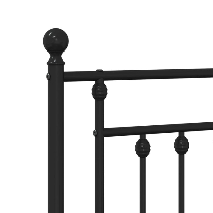 Metal Bed Frame with Headboard and Footboard Black 120x190 cm