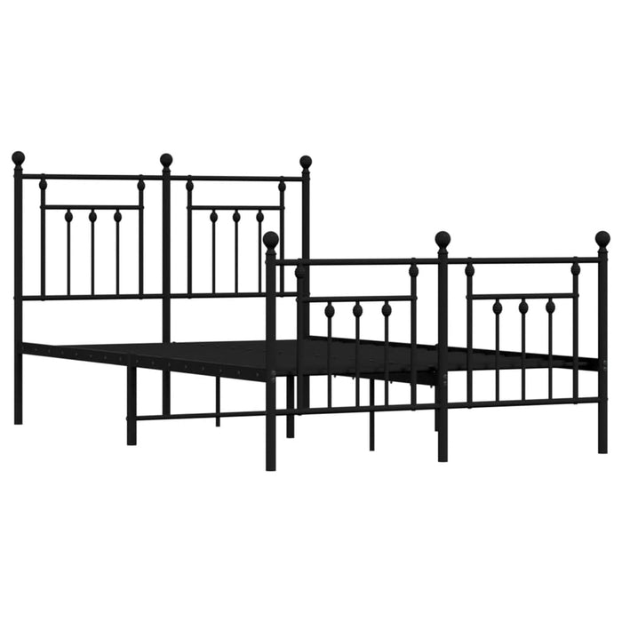 Metal Bed Frame with Headboard and Footboard Black 120x200 cm