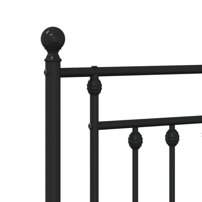 Metal Bed Frame with Headboard and Footboard Black 120x200 cm
