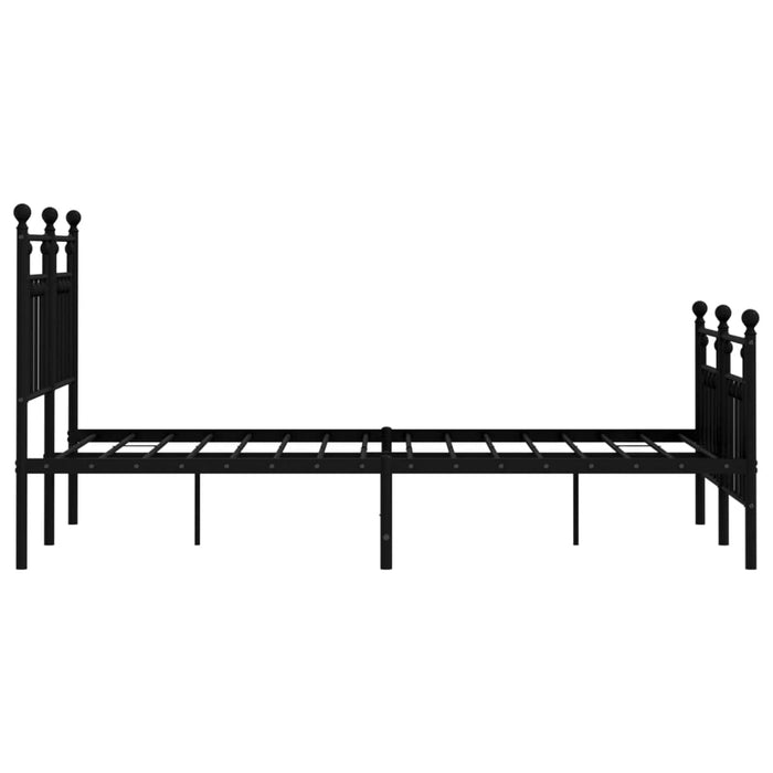 Metal Bed Frame with Headboard and Footboard Black 135x190 cm
