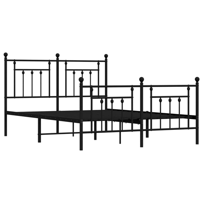Metal Bed Frame with Headboard and Footboard Black 140x190 cm