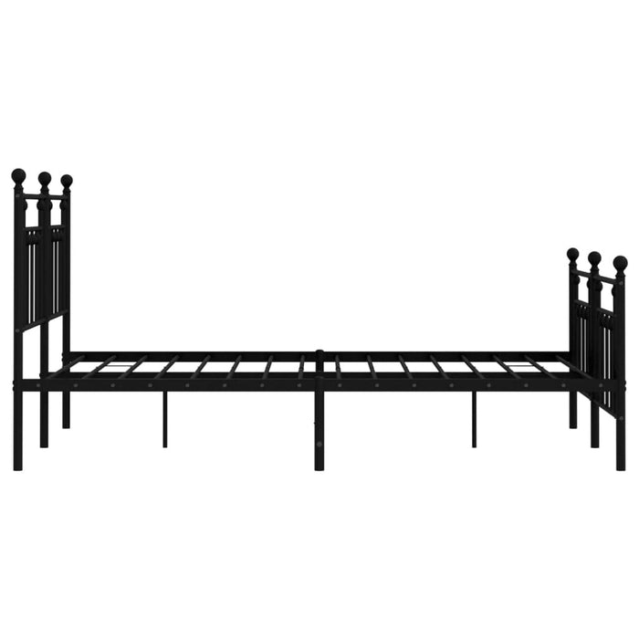 Metal Bed Frame with Headboard and Footboard Black 140x200 cm