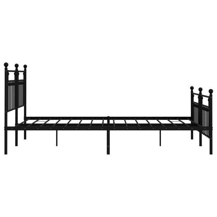 Metal Bed Frame with Headboard and Footboard Black 180x200 cm