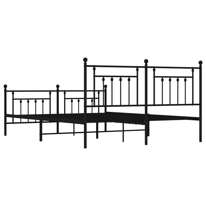 Metal Bed Frame with Headboard and Footboard Black 183x213 cm