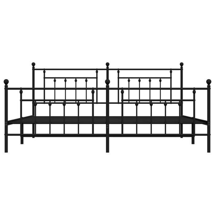 Metal Bed Frame with Headboard and Footboard Black 193x203 cm