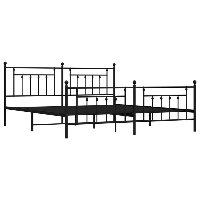 Metal Bed Frame with Headboard and Footboard Black 200x200 cm
