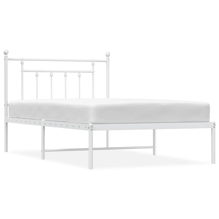 Metal Bed Frame with Headboard White 100x200 cm