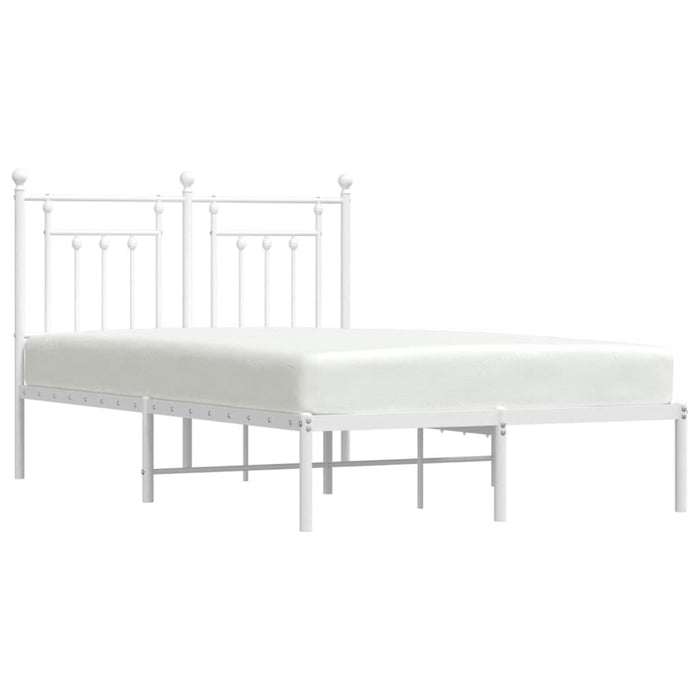 Metal Bed Frame with Headboard White 120x190 cm