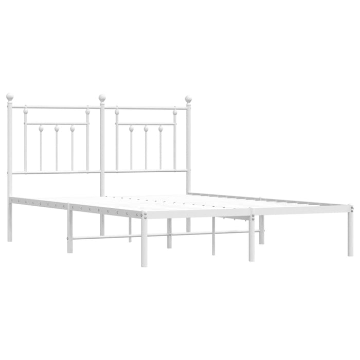 Metal Bed Frame with Headboard White 140 cm