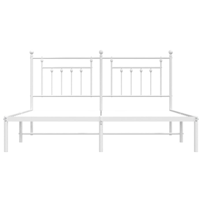 Metal Bed Frame with Headboard White 160 cm