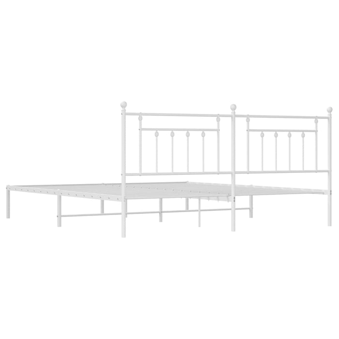 Metal Bed Frame with Headboard White 193 cm