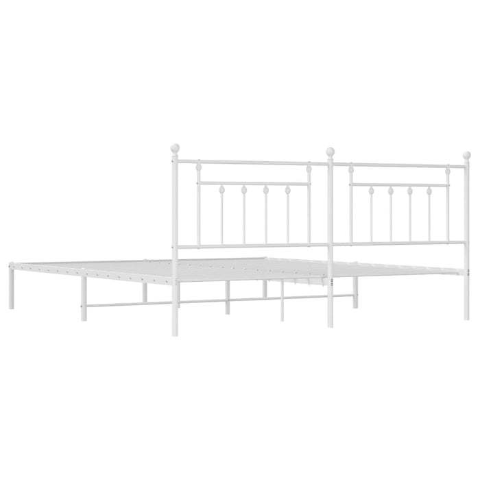Metal Bed Frame with Headboard White 200 cm
