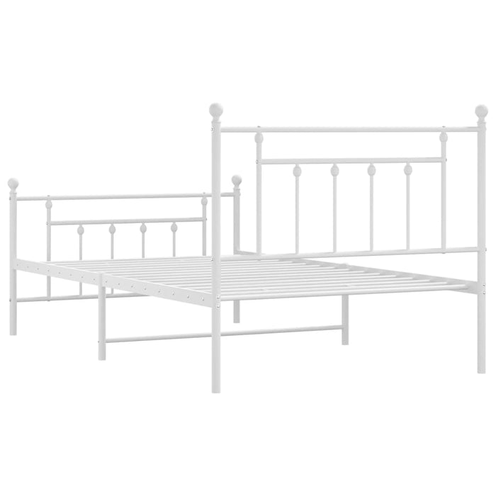 Metal Bed Frame with Headboard and Footboard White 100x200 cm