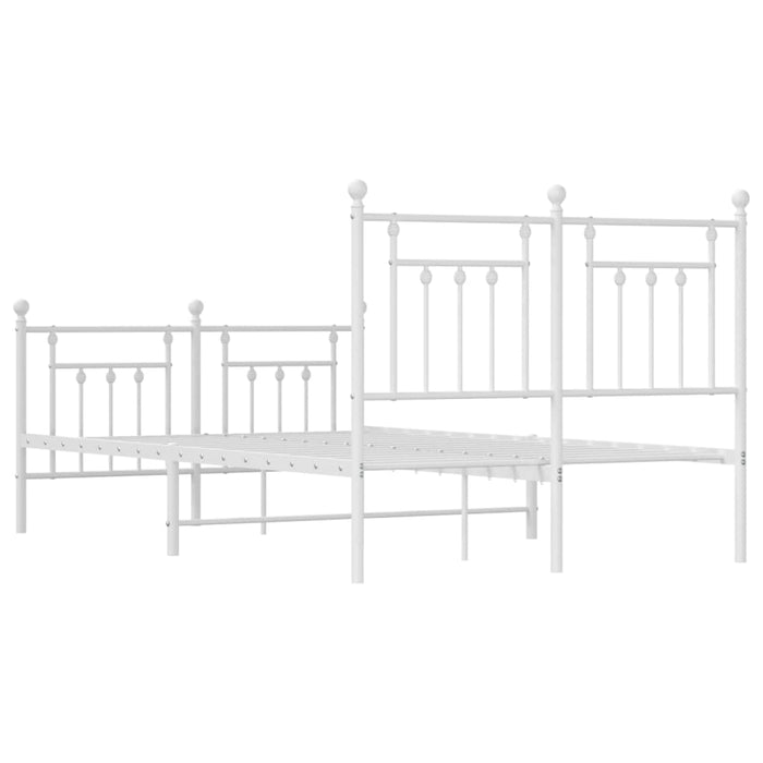 Metal Bed Frame with Headboard and Footboard White 120x200 cm