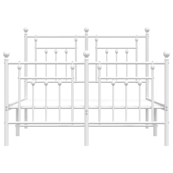Metal Bed Frame with Headboard and Footboard White 135x190 cm