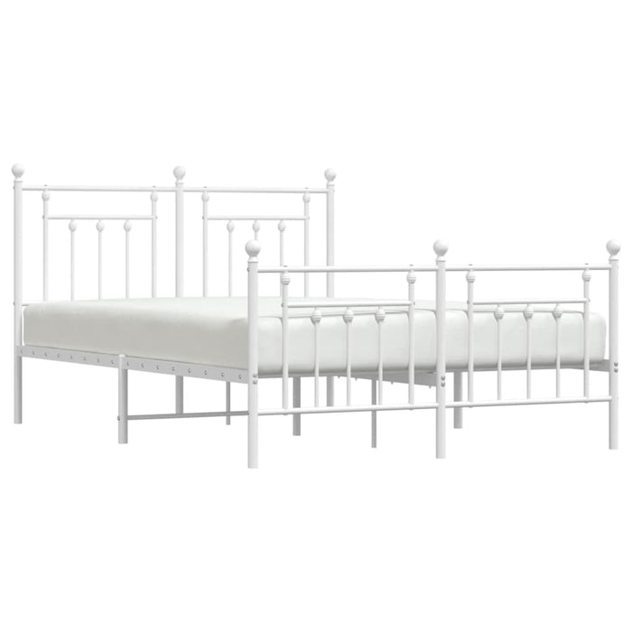 Metal Bed Frame with Headboard and Footboard White 150 cm