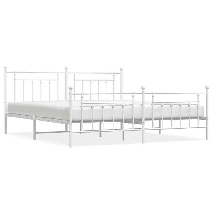 Metal Bed Frame with Headboard and Footboard White 200 cm