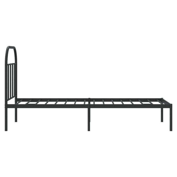 Metal Bed Frame with Headboard Black 75 cm