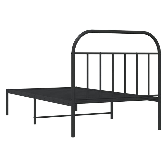 Metal Bed Frame with Headboard Black 100 cm
