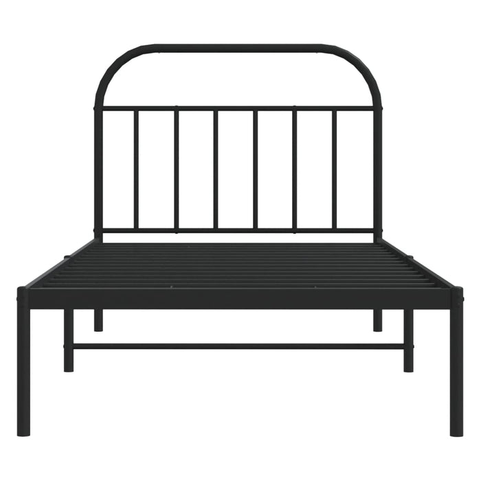 Metal Bed Frame with Headboard Black 100 cm