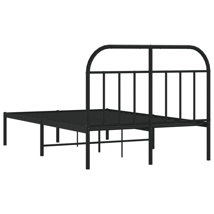 Metal Bed Frame with Headboard Black 120 cm